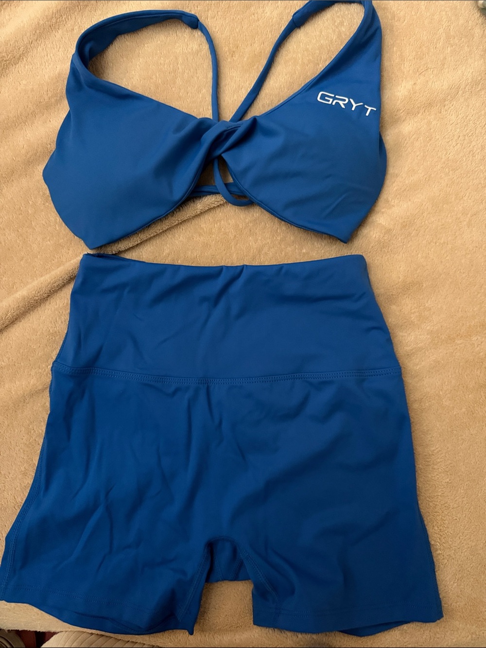 GRYT Blue Athletic Swim Set - Top & High-Waist Shorts